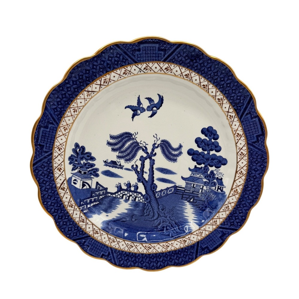 Booths 10.5" Plate Real Old Willow Gold Trim A8025 Blue Vintage Grandmacore